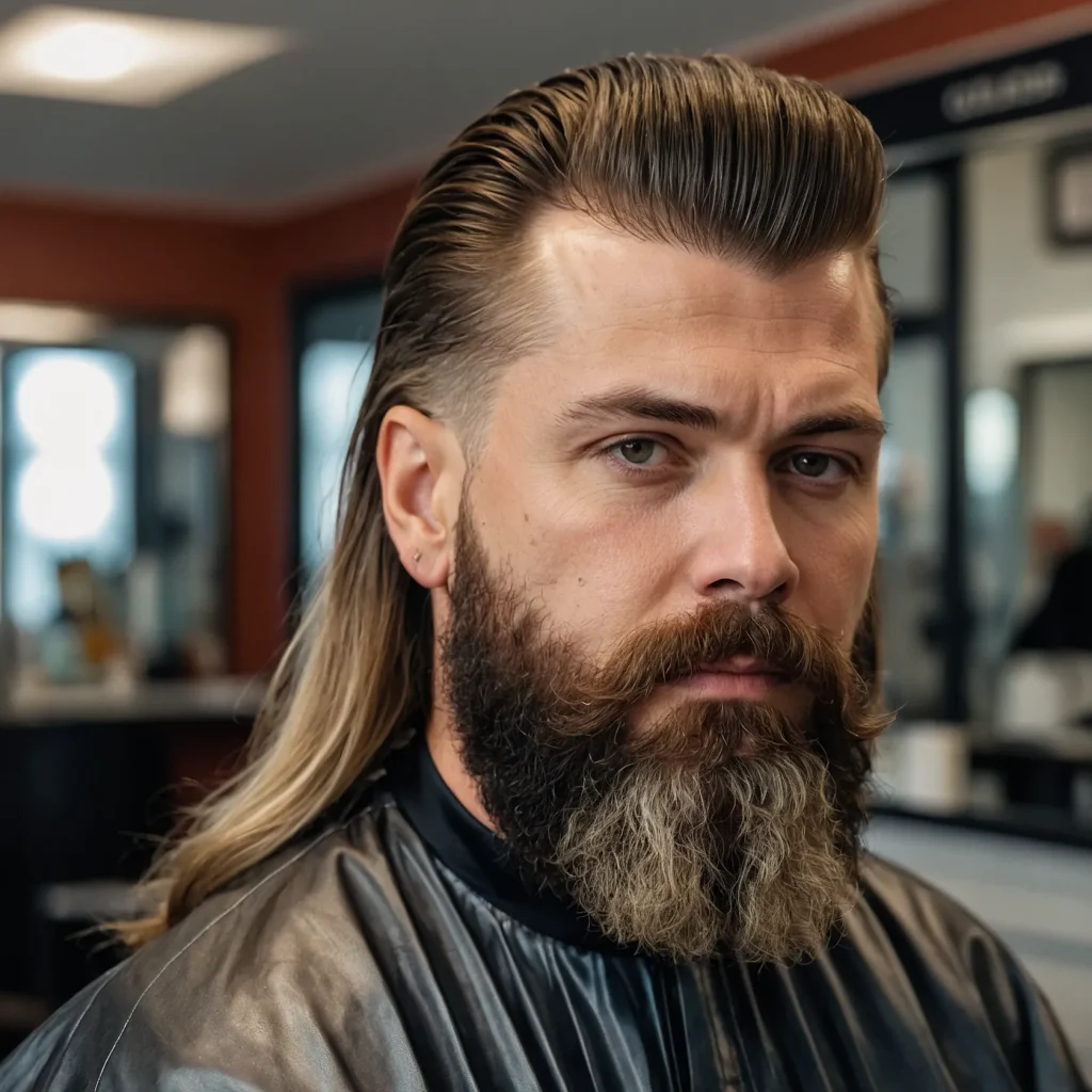 Mullet Fade with Tapered Beardwhite man wit