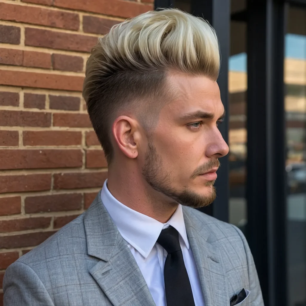 Mullet Fade with Volume Quiffwhite man with