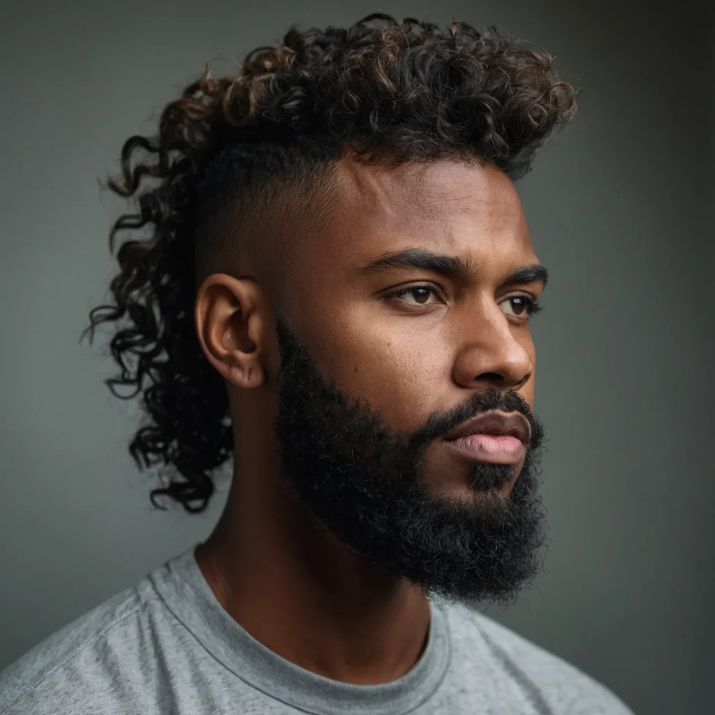 Shaggy Mullet FadePrompt Black men with shagg