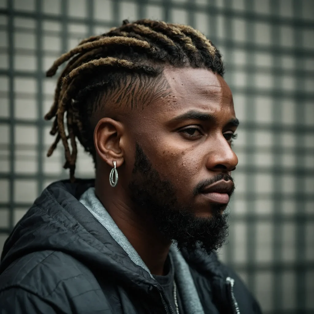 Short Dreads with Burst FadeBlack man with