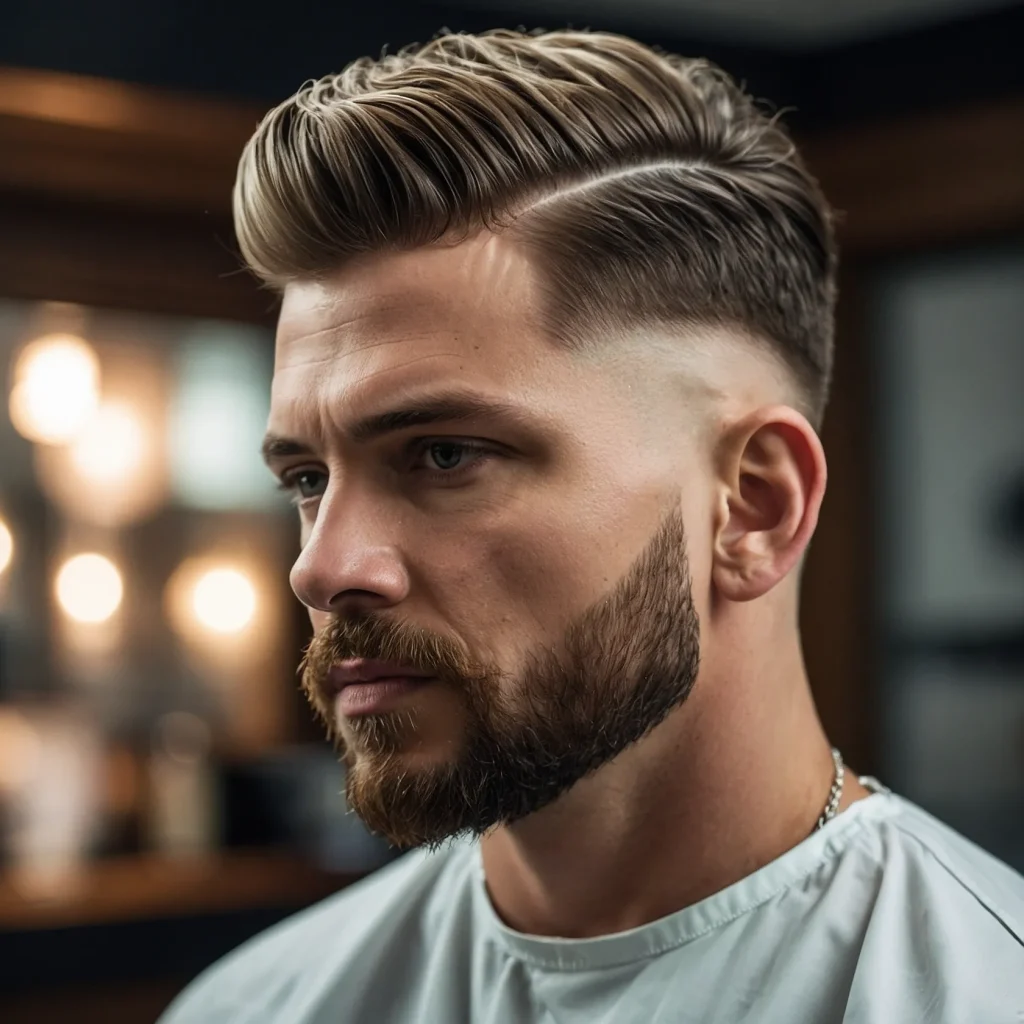 Short Mullet Fadewhite man with cropped t