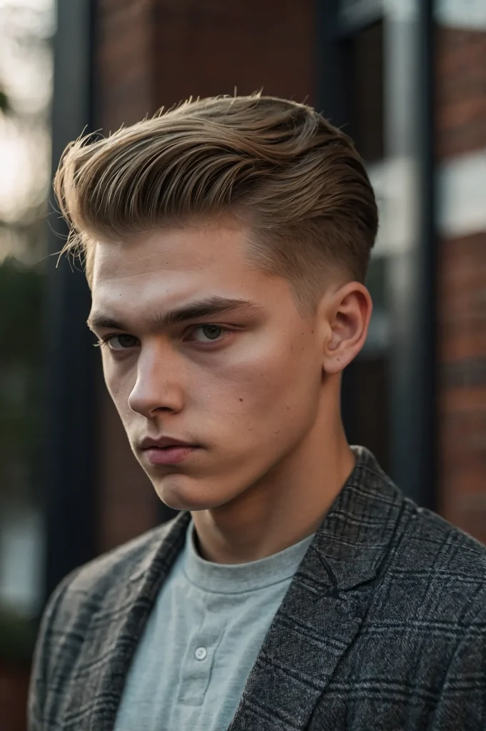 Side Part Mid Drop FadeTeen boy with deep sid