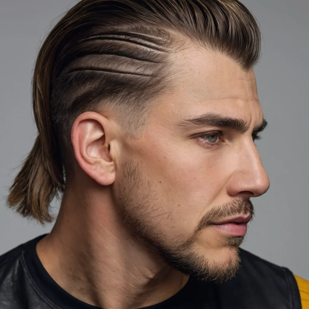 Skin Burst Fade Mulletwhite man with skin