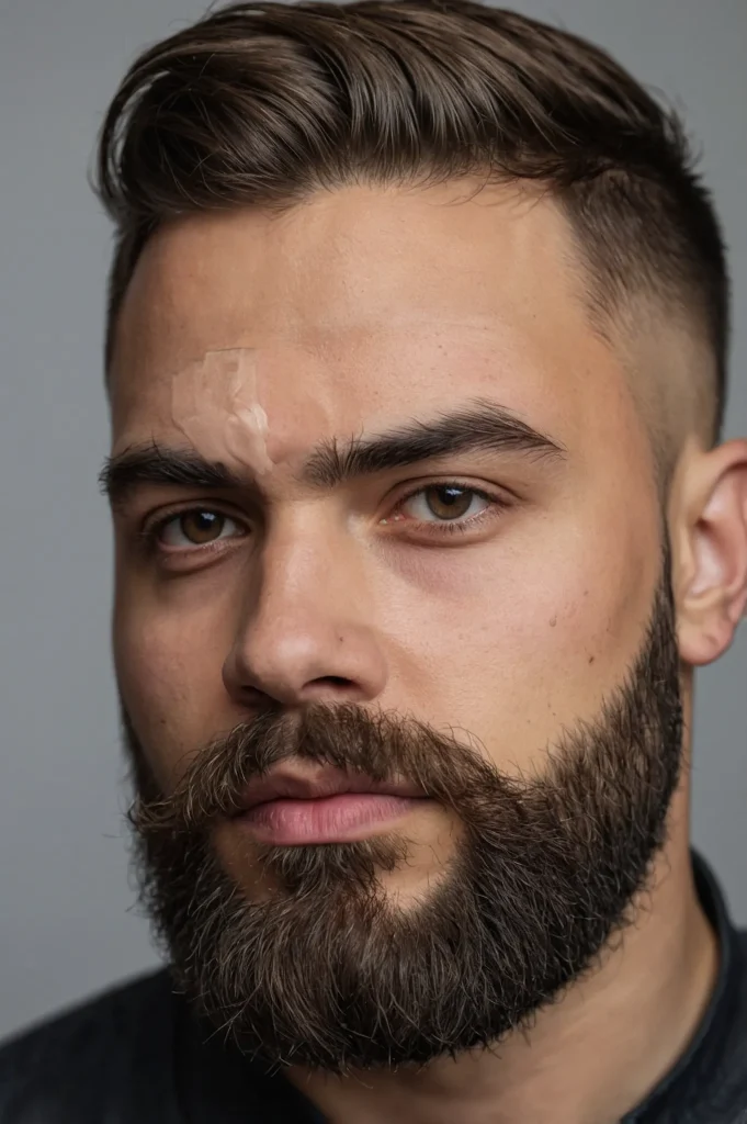 Skin Fade with Beard FadeClose shot of man wi
