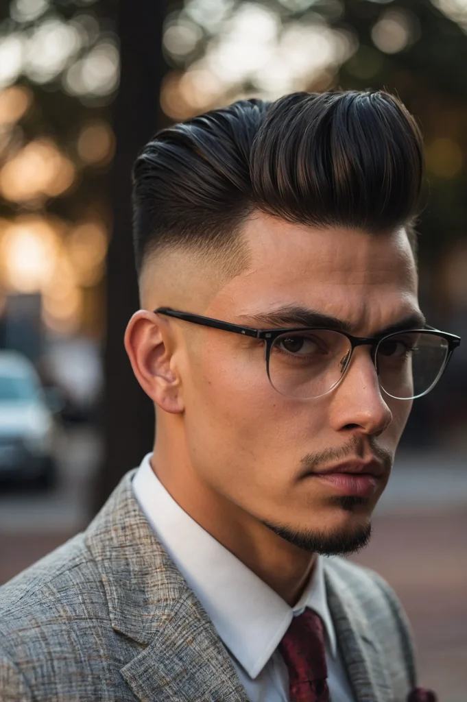 Skin Fade with Modern PompadourVoluminous pom
