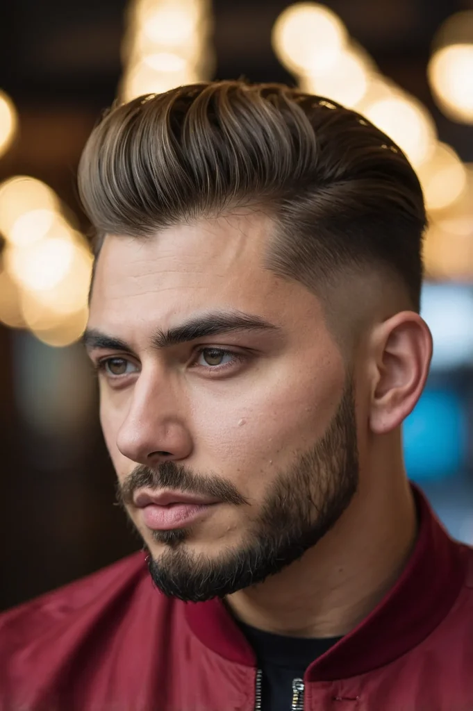 Skin Fade with Modern PompadourVoluminous pom