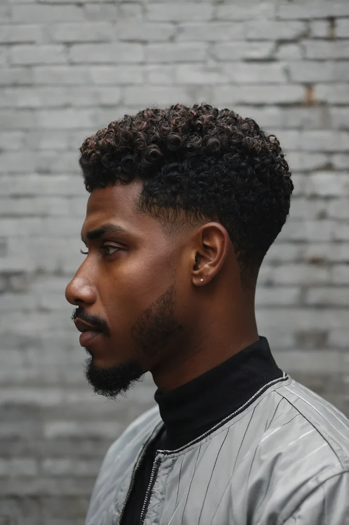 Sponge Curl Top with Low Taper SidesBlack m