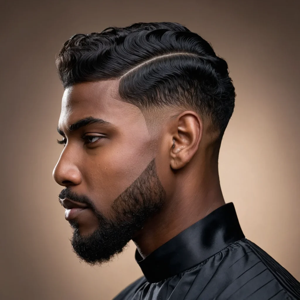 Taper Fade with WavesBlack man showcasing