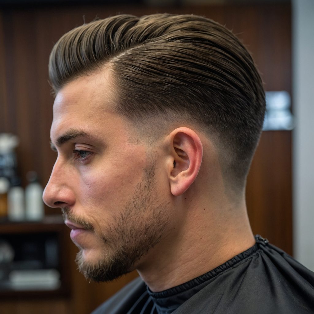 Taper Fade with Pompadourman with volumin