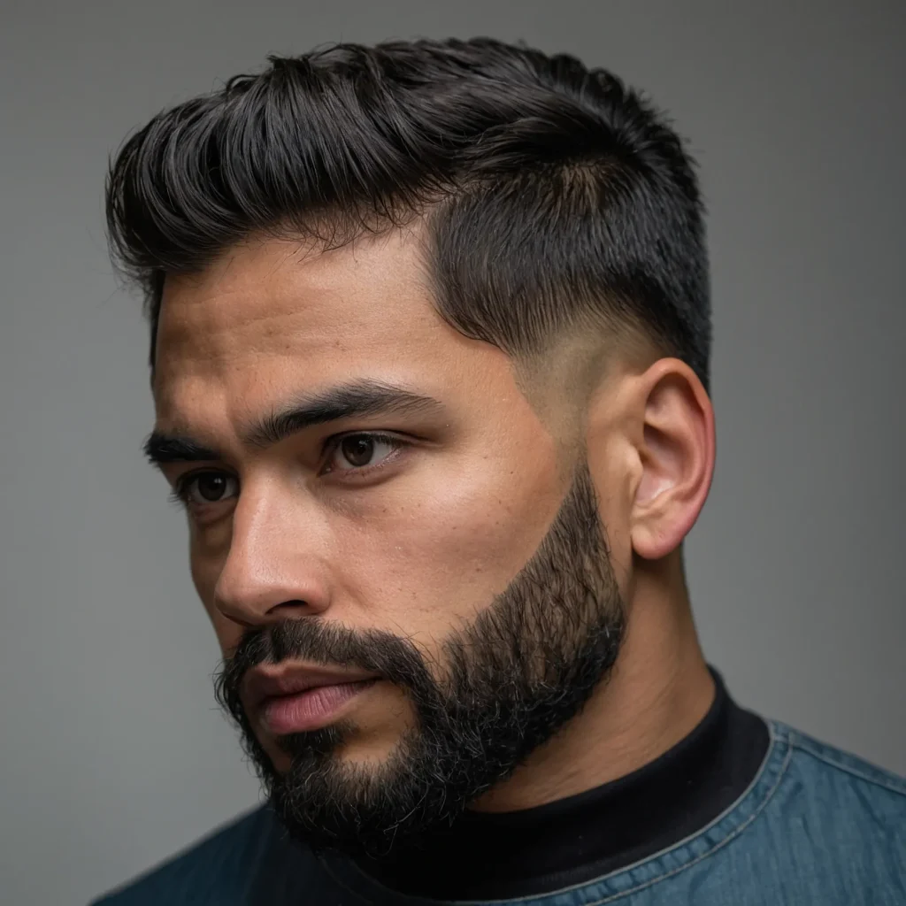Taper Fade with Shadow BeardFaded sides and n