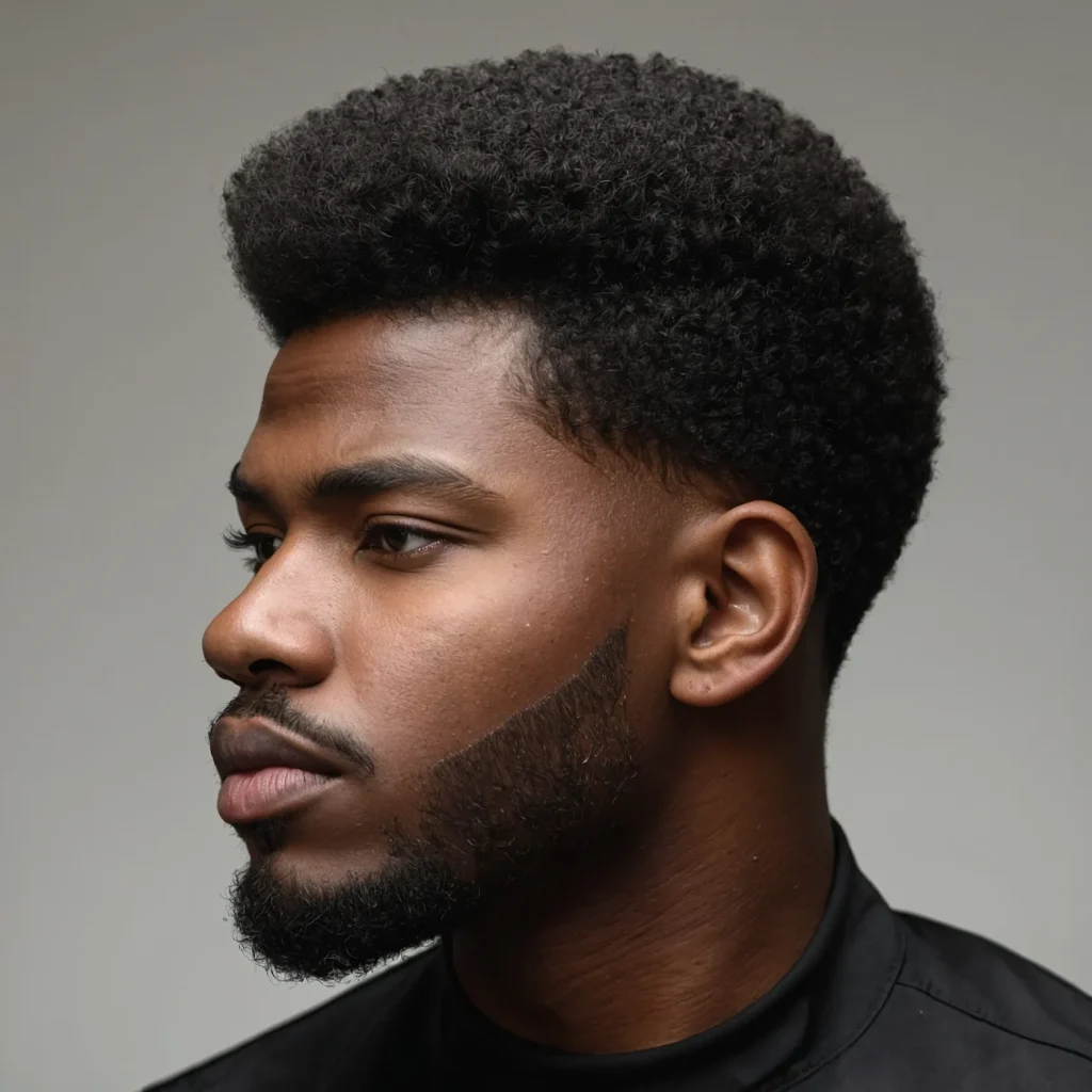 Taper Fade with Soft Afro TopBlack man with a