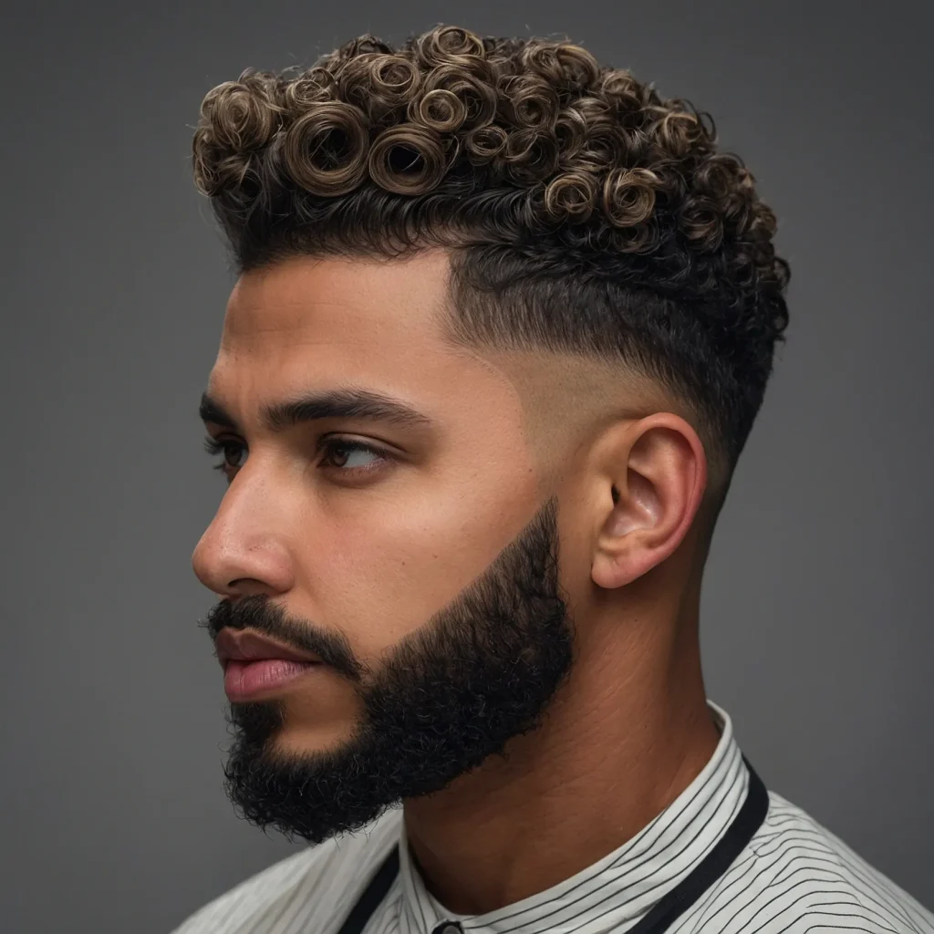 Taper Fade with Tight Coil TopTight coiled cu