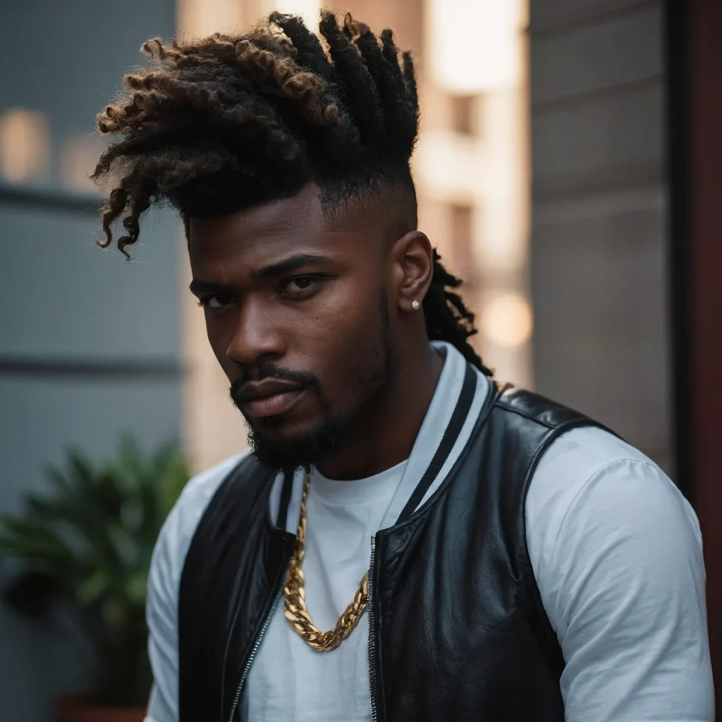 Temple Fade MulletPrompt Black men with templ