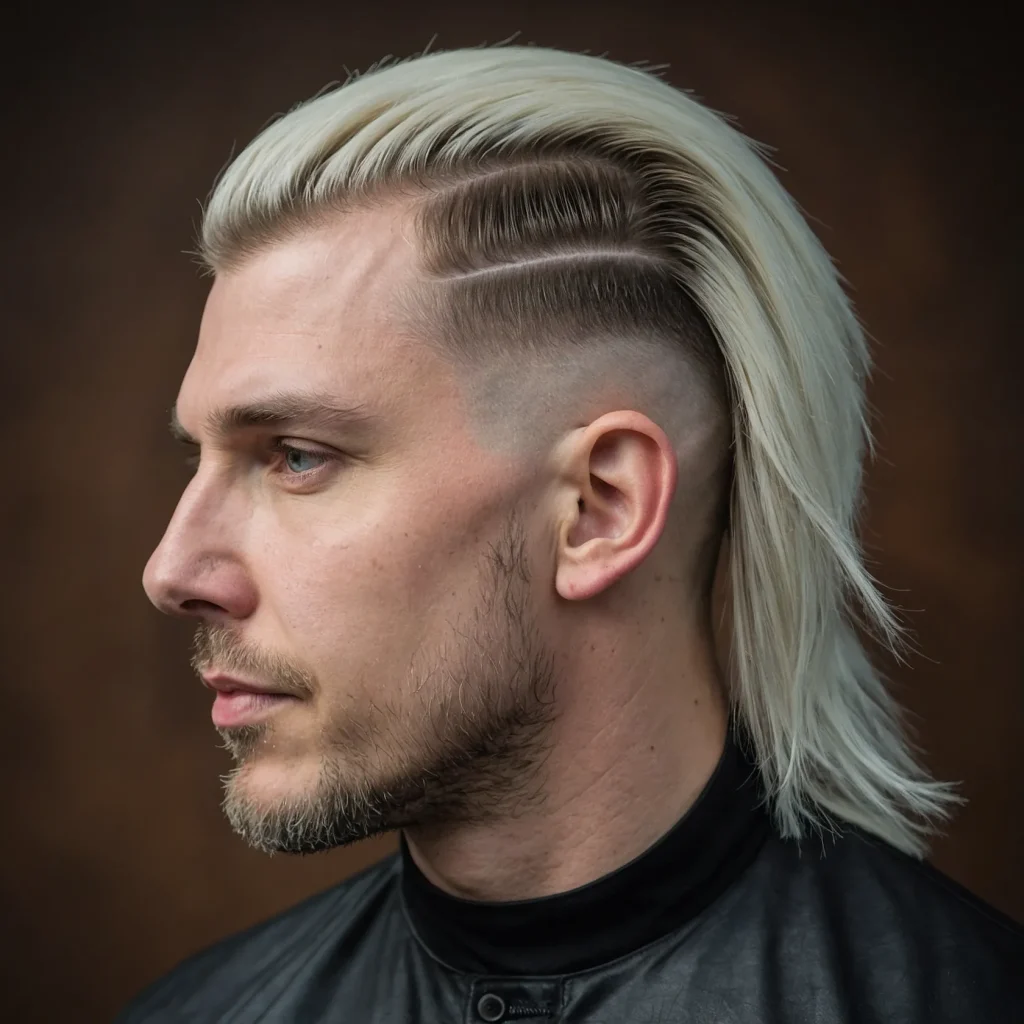 Textured Crop Mullet Fadewhite man with b