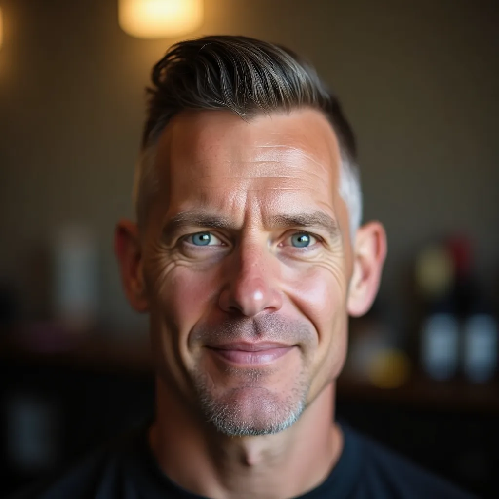 middleaged white man with a slightly tan complexion