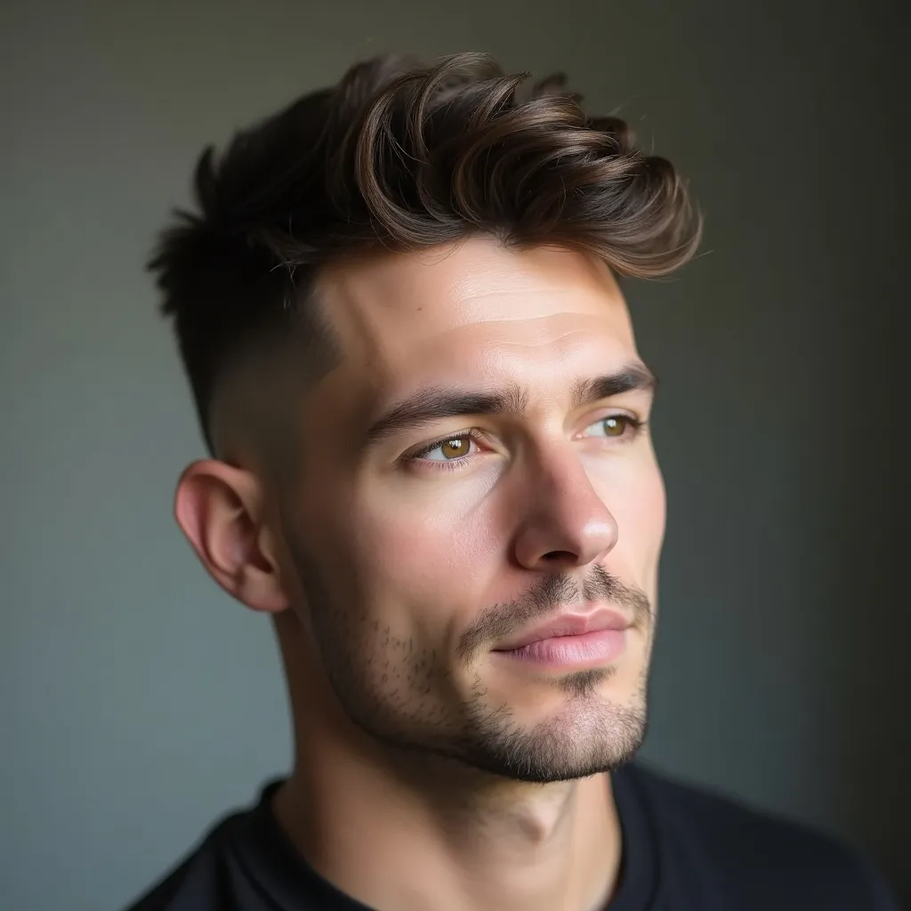 white man with a soft subtly textured hairdo styled