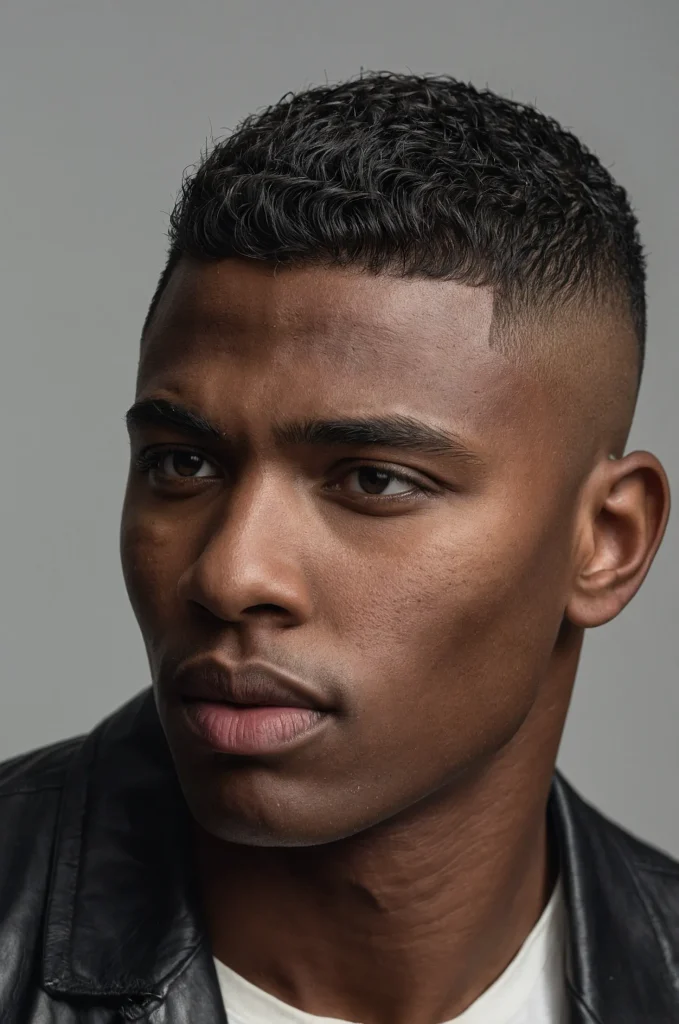 Skin Fade CaesarCloseup of a Black male mo