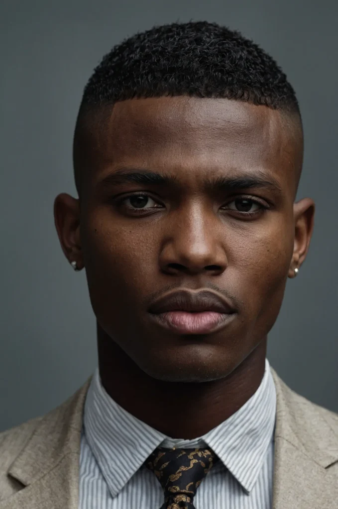 Skin Fade CaesarCloseup of a Black male mo