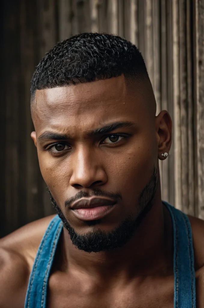 Skin Fade CaesarCloseup of a Black male mo