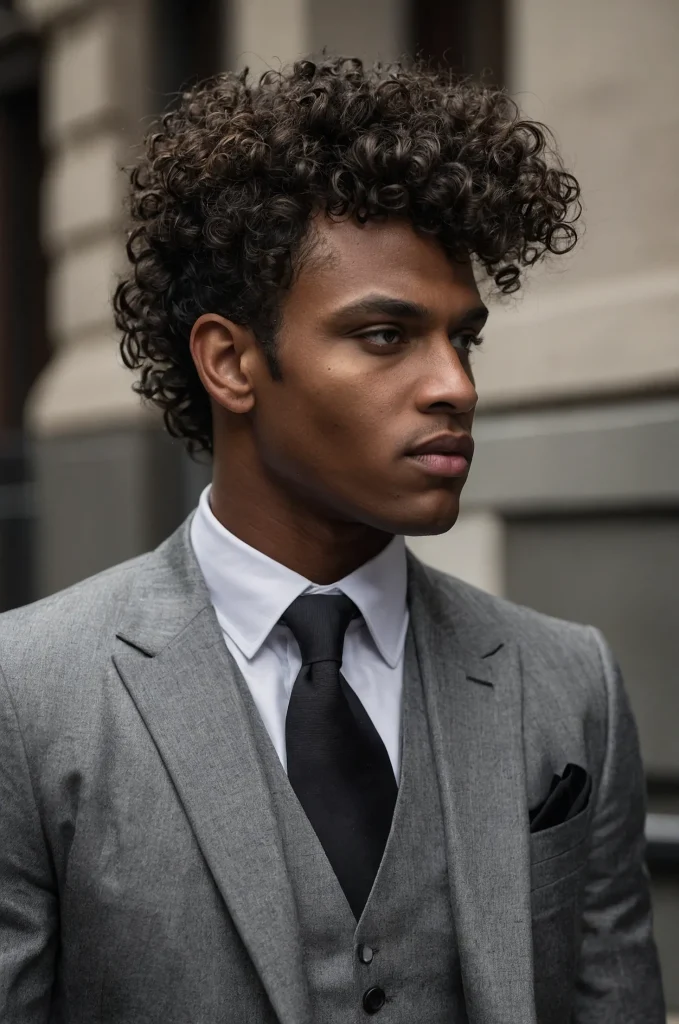 Curly Top CaesarBlack male model with curl
