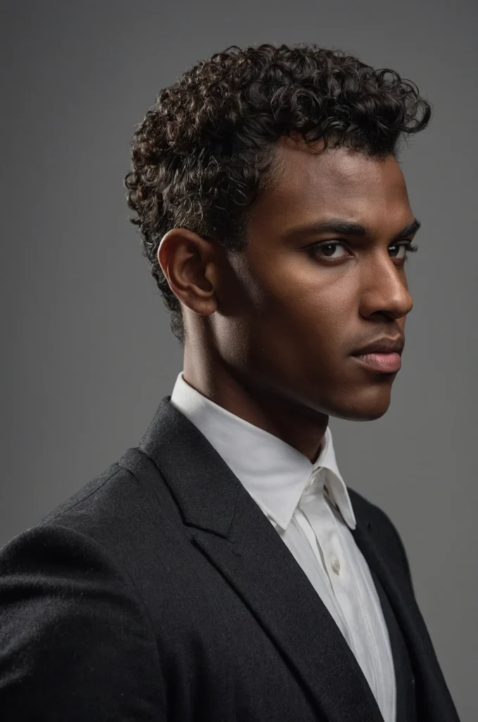 Curly Top CaesarBlack male model with curl