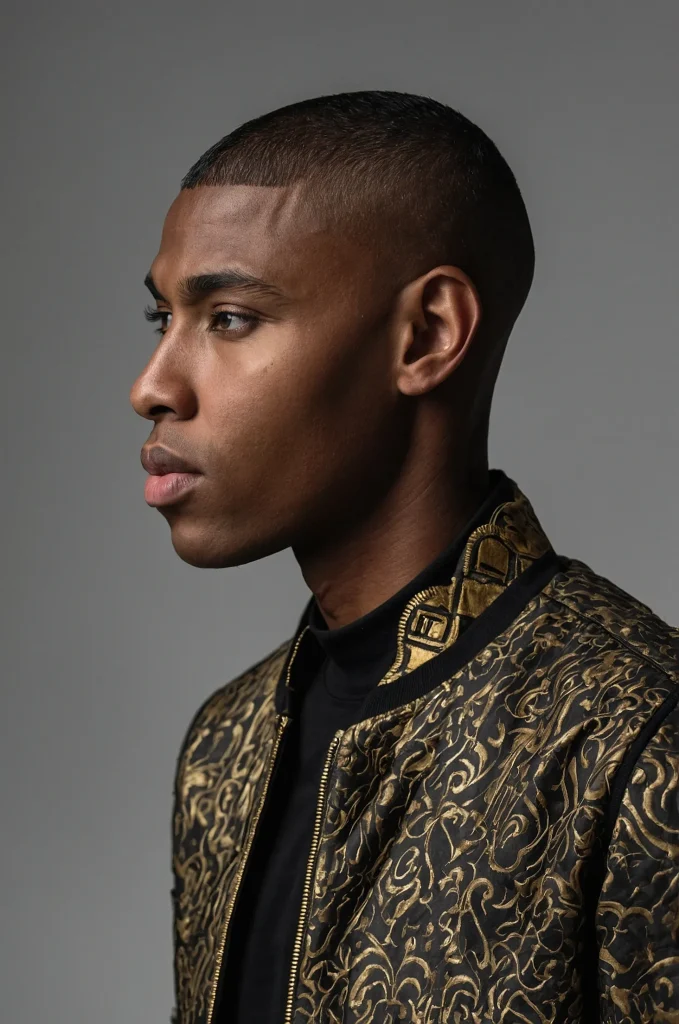 Buzzed CaesarPortrait of a Black male mode