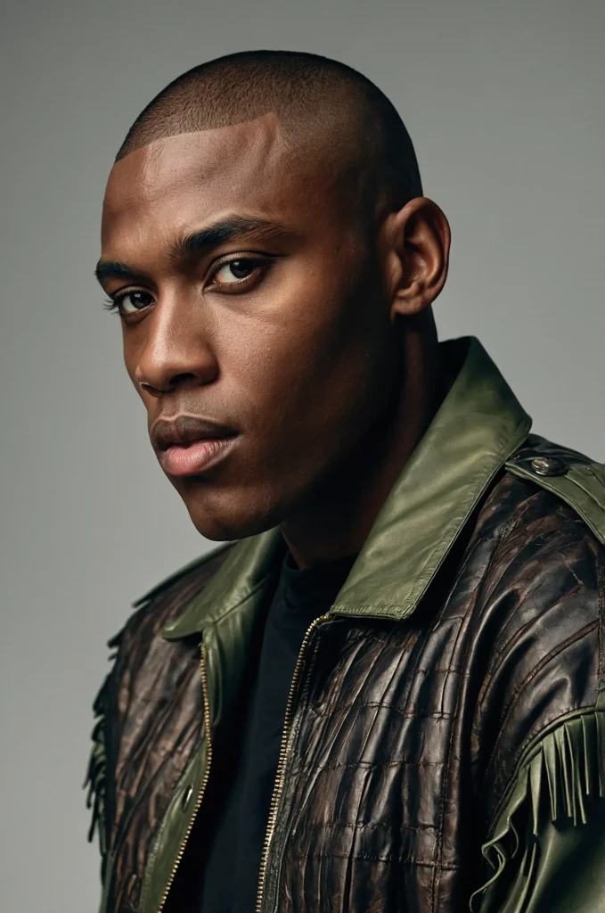 Buzzed CaesarPortrait of a Black male mode