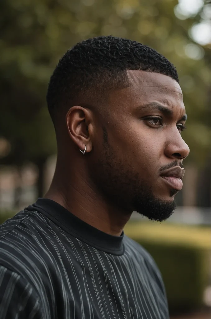Short Taper CutCloseup of a Black man with