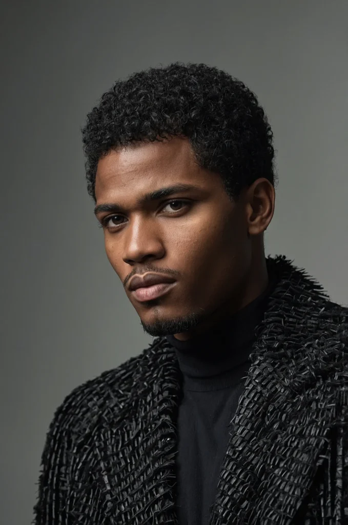Afro Caesar CutBlack male model with afrot