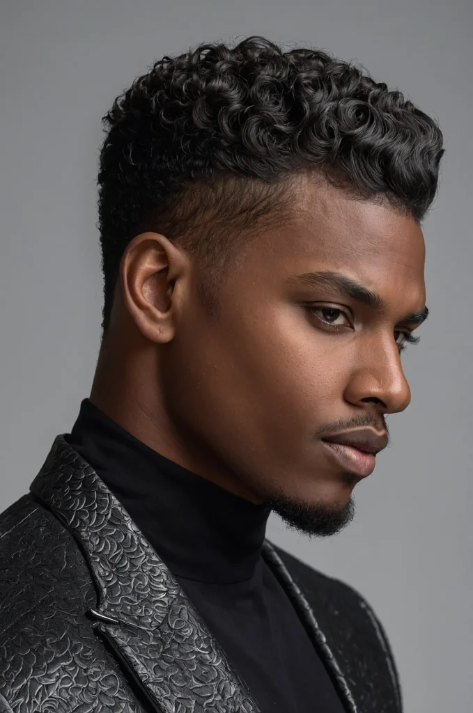 Long Top Taper CutBlack male model with lo