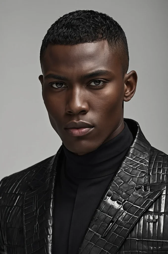 Slicked CaesarBlack male model with a slic