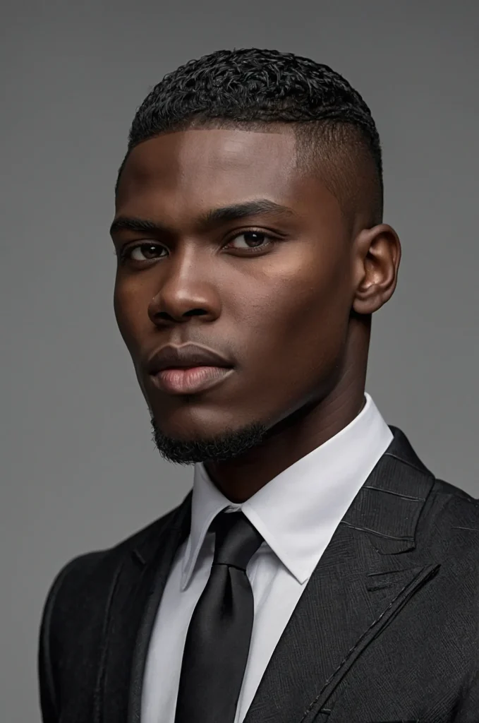 Slicked Taper CutA Black male model with t