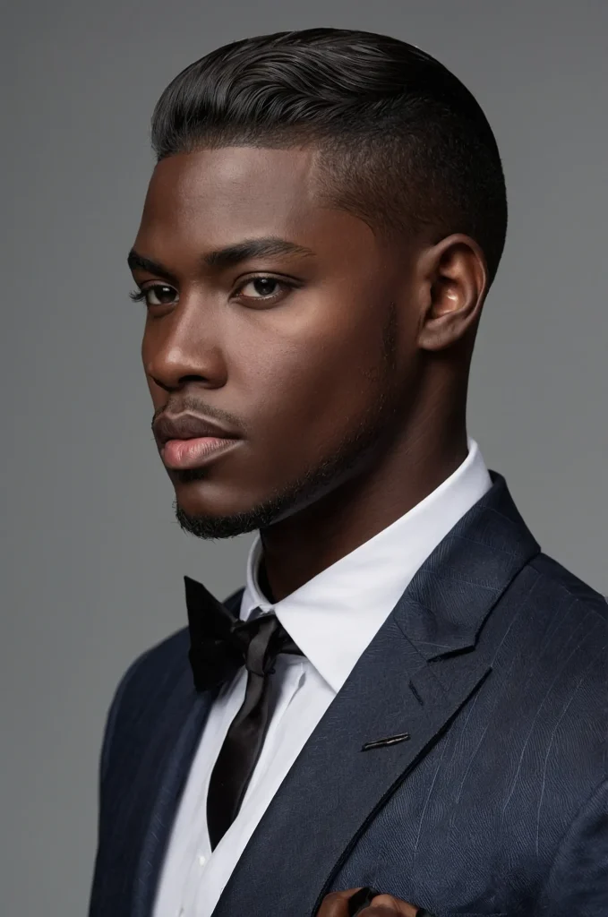 Slicked Taper CutA Black male model with t