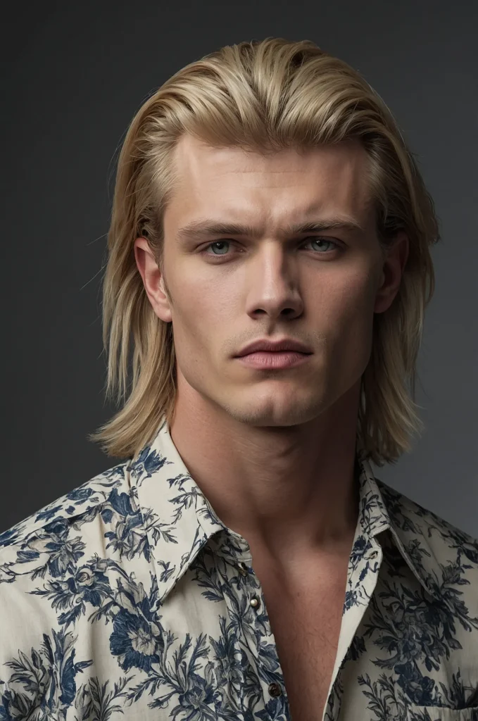 Modern Mod MulletUltrarealistic portrait o
