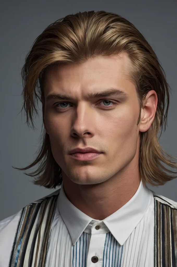 Modern Mod MulletUltrarealistic portrait o