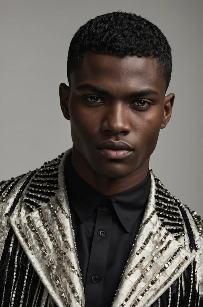 Modern Caesar CutBlack male model with a m