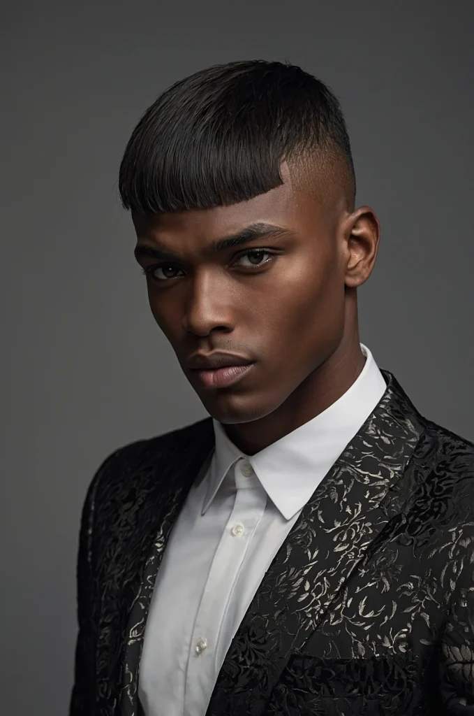 Modern Caesar CutBlack male model with a m