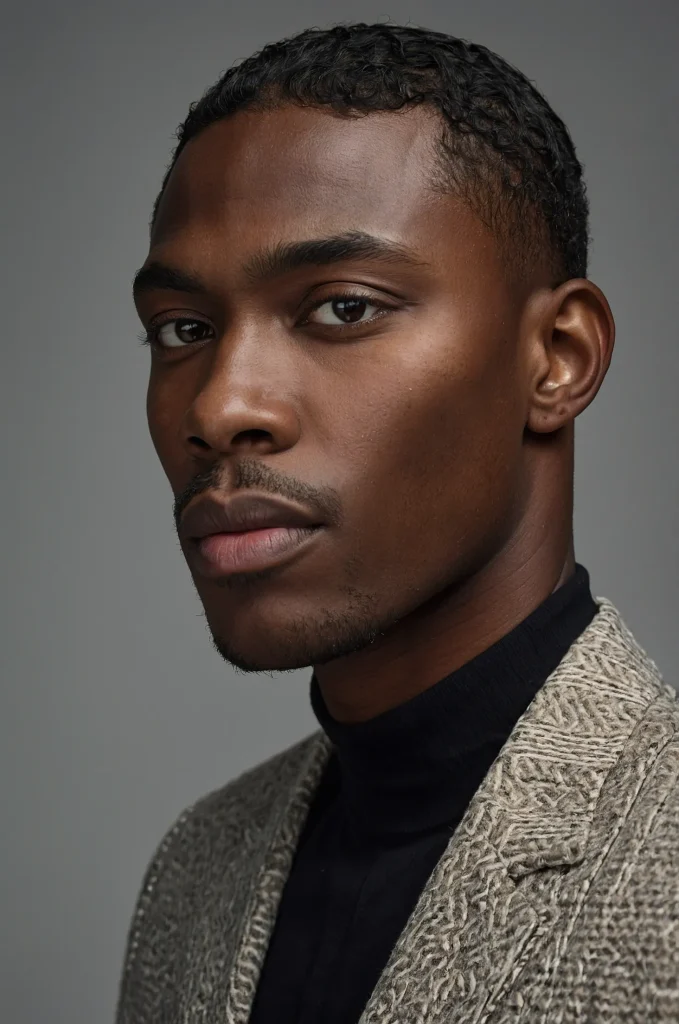 Wavy Hime CutStudio portrait of a Black mal