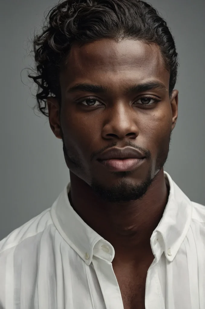Wavy Hime CutStudio portrait of a Black mal