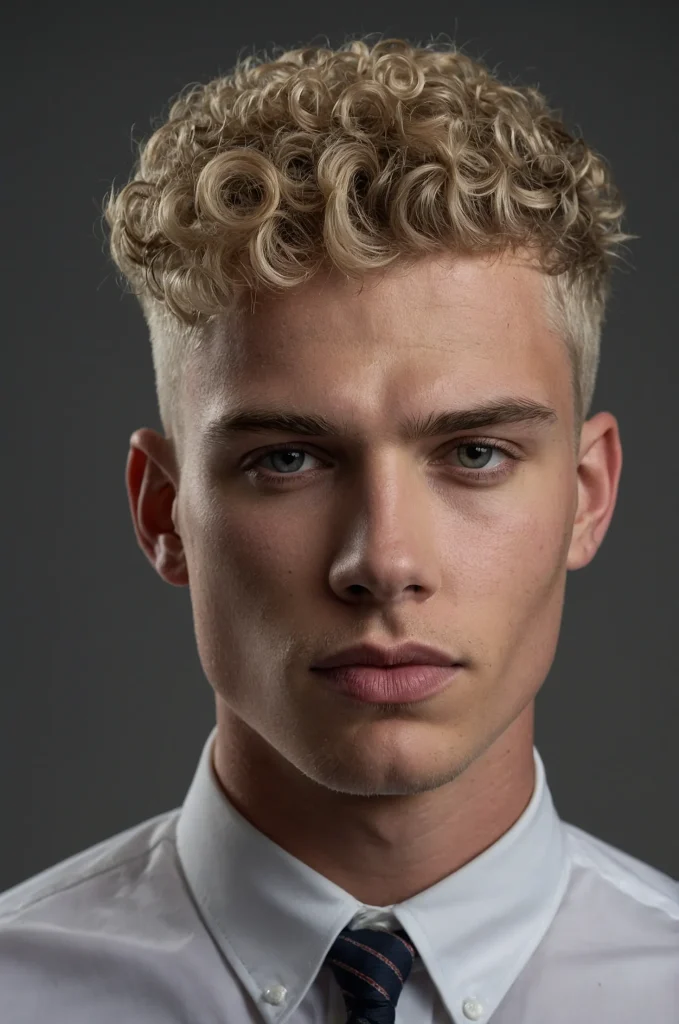 Curly Mod CutRealistic portrait of a white