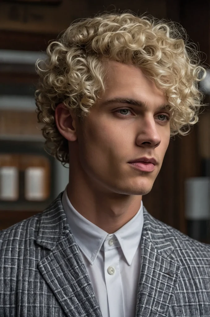 Curly Mod CutRealistic portrait of a white