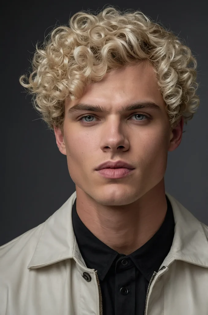 Curly Mod CutRealistic portrait of a white