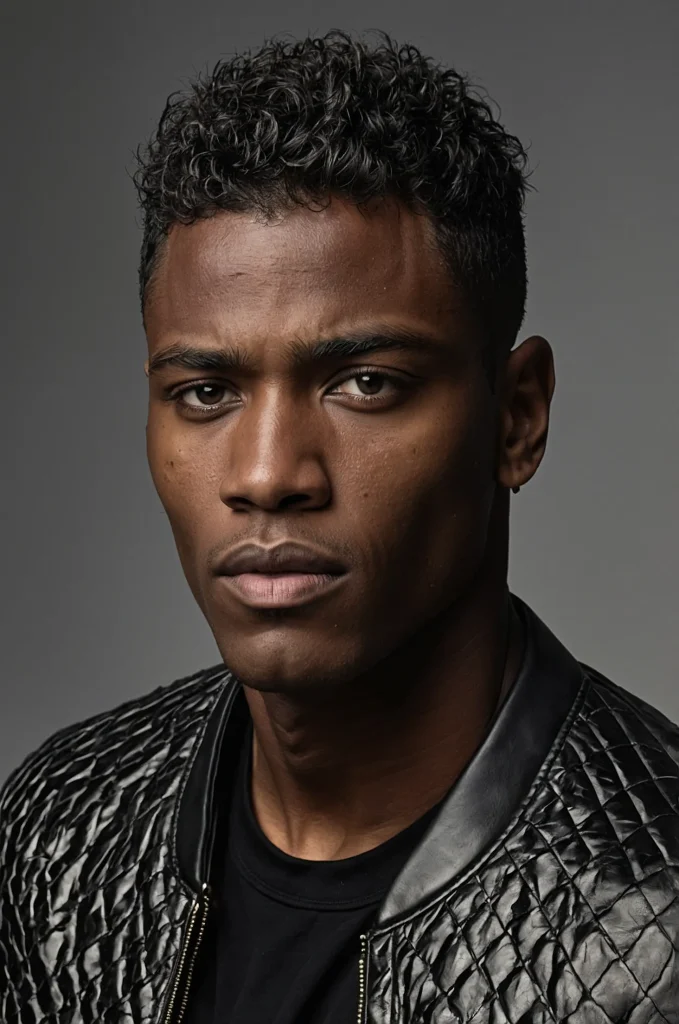 Textured Caesar CutBlack male model wearing