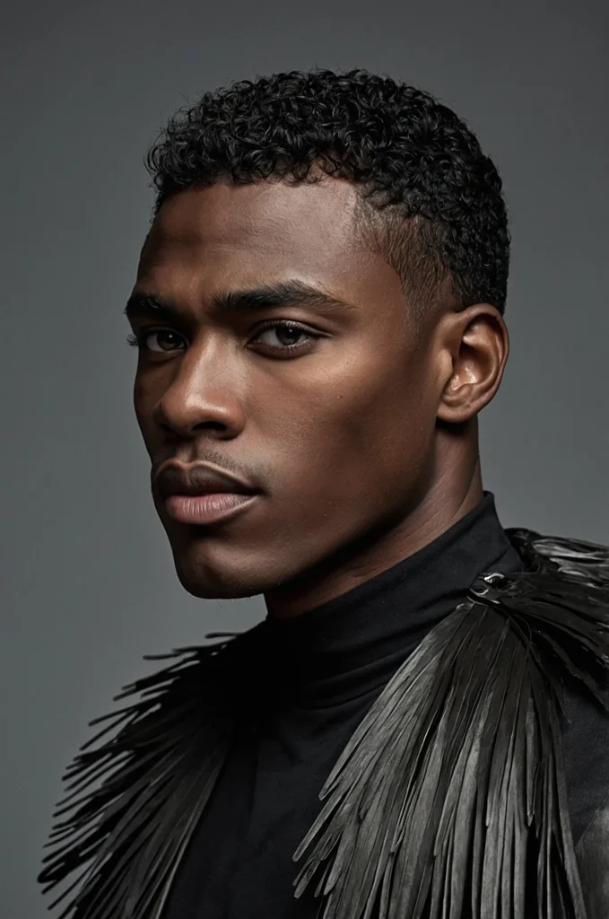 Long Caesar CutBlack male model with a long