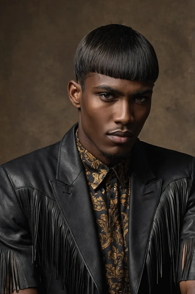 Long Caesar CutBlack male model with a long
