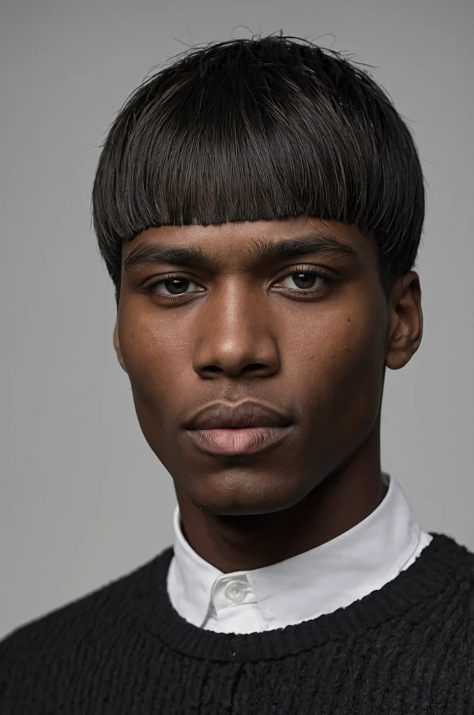 Long Caesar CutBlack male model with a long