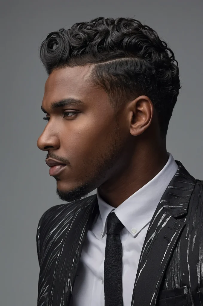 Wavy Taper CutBlack male model with wavytex