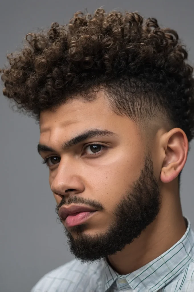 Afro Curls Sharp Burst FadeRounded afro curl