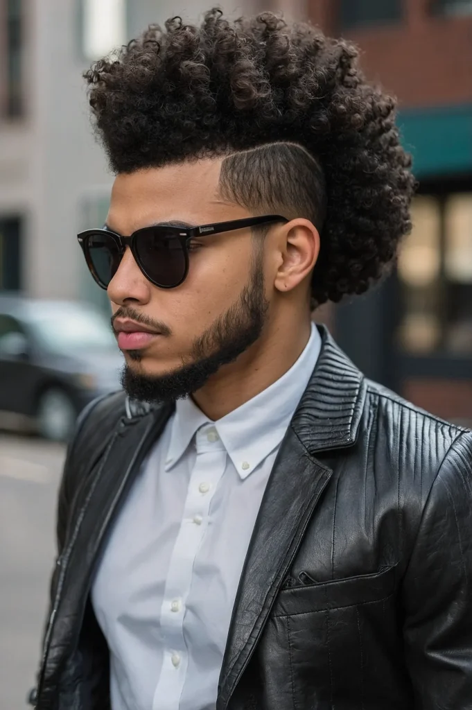 Afro Curls Sharp Burst FadeRounded afro curl