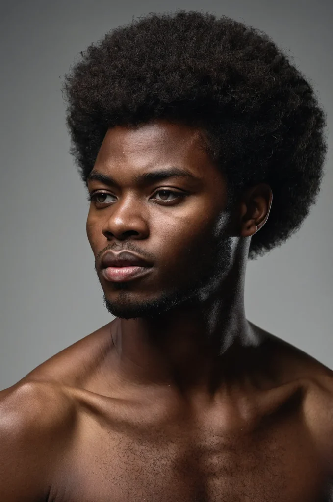 Afro Hime CutPhotorealistic portrait of a Bla